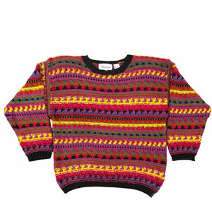 Vintage Silvercord Women M Sweater Long Sleeve Crew Neck Pullover Shoulder Pads